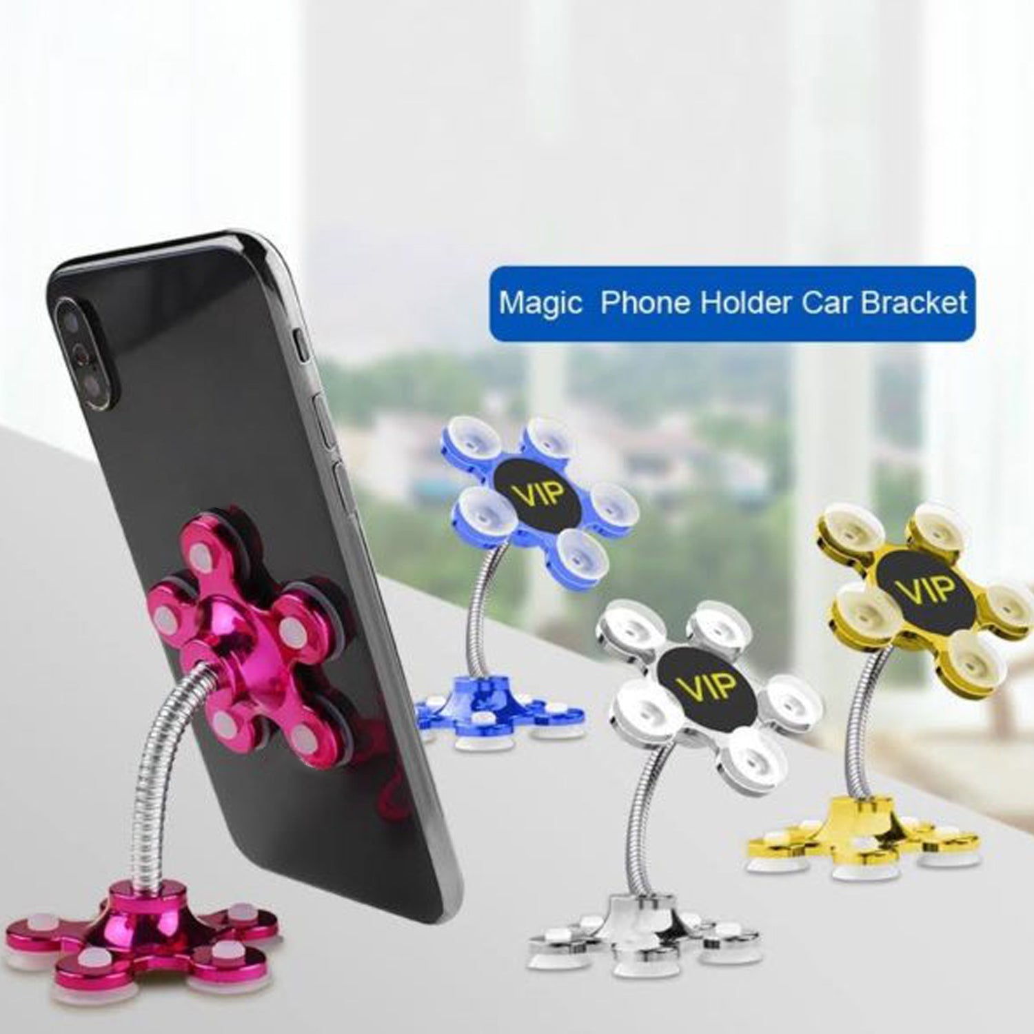 Phone Holder, 360°Rotatable Phone Stand Multi-Function Double-Sided Suction Cup Mobile Phone Holder vip stand