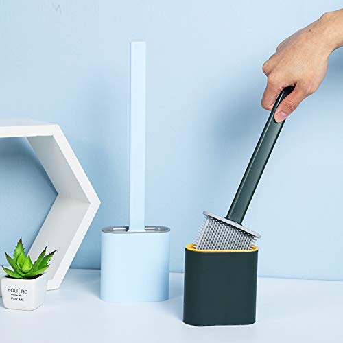 Silicone Toilet Brush with Holder Stand  for Bathroom Cleaning