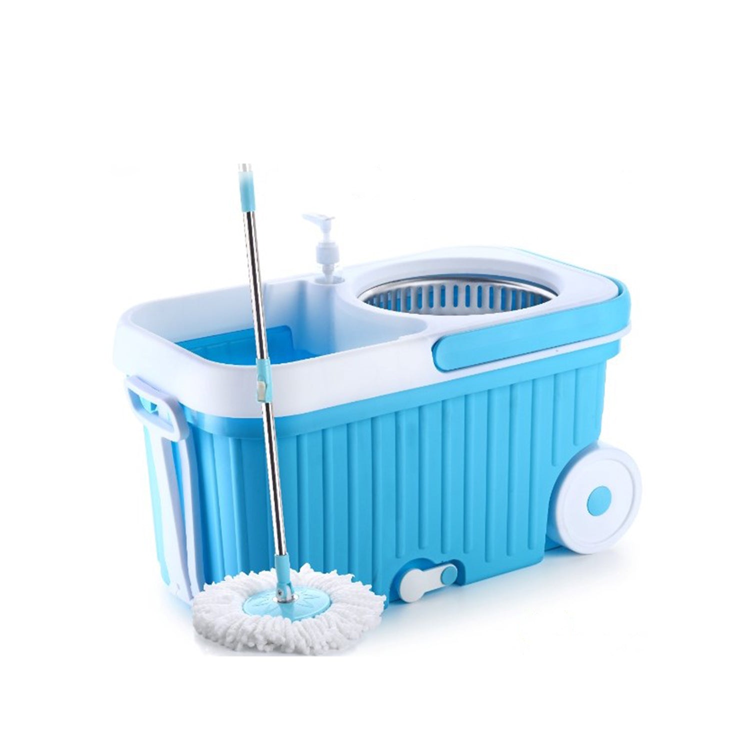 Spin Mop with Bigger Wheels and Plastic Auto Fold Handle for 360 Degree Cleaning