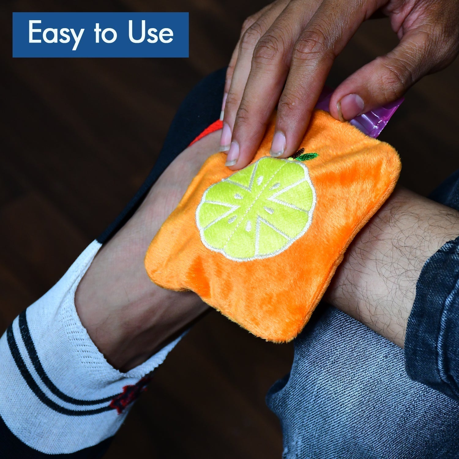 Orange small Hot Water Bag with Cover for Pain Relief, Neck, Shoulder Pain and Hand, Feet Warmer, Menstrual Cramps.