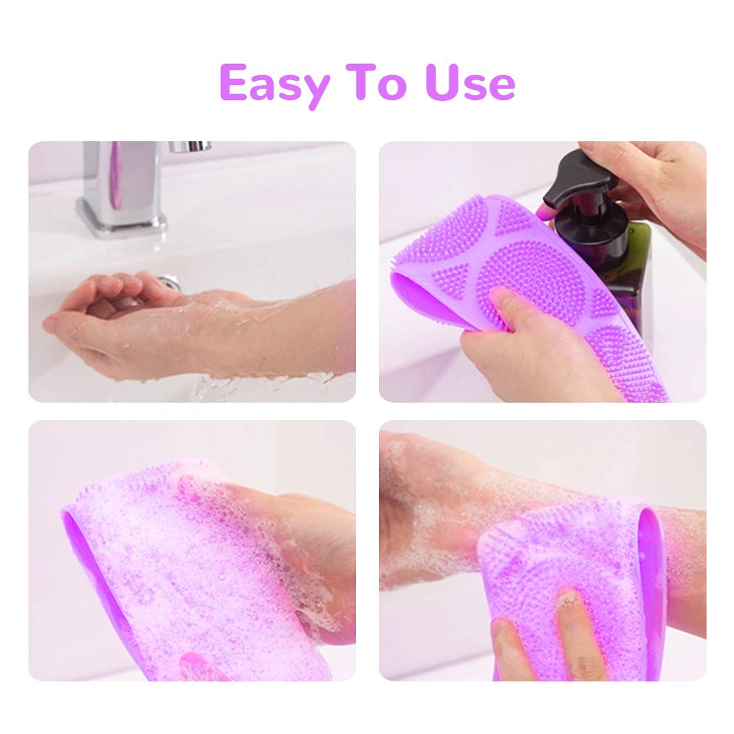 Silicone Back Scrubber Double-Sided Bath Brush for Deep Skin Cleaning