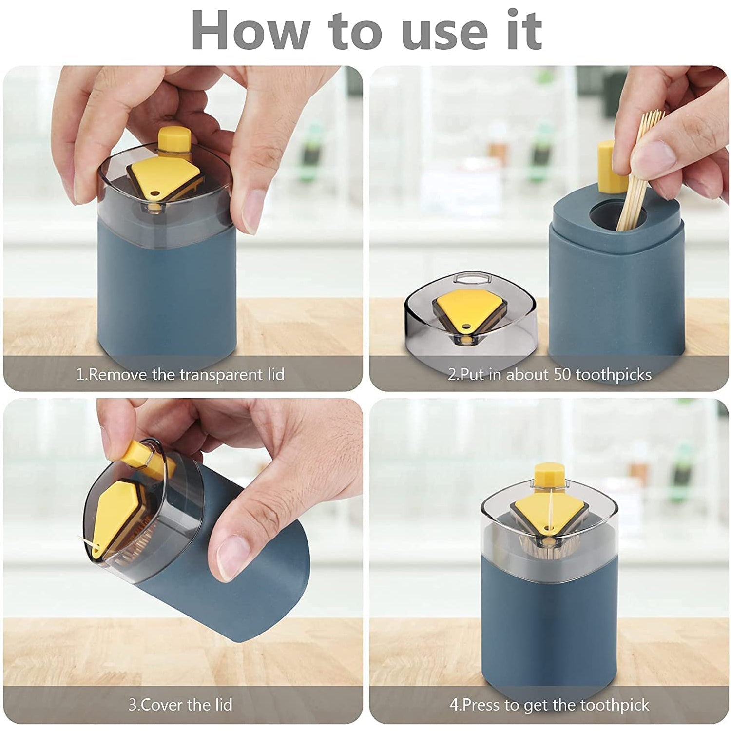 Toothpick Holder Dispenser, Pop-Up Automatic Toothpick Dispenser for Kitchen Restaurant Thickening Toothpicks Container Pocket Novelty, Safe Container Toothpick Storage Box.