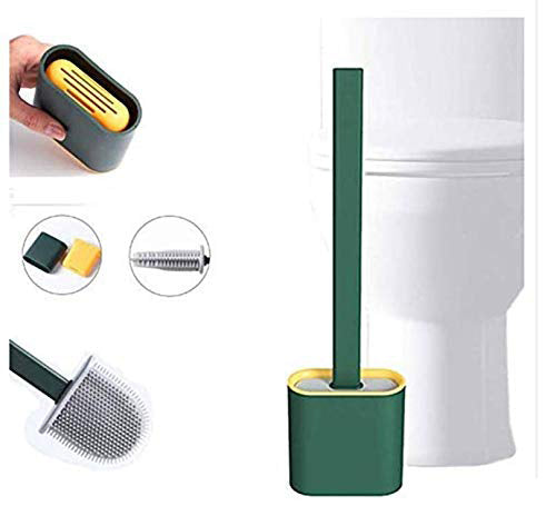 Silicone Toilet Brush with Holder Stand  for Bathroom Cleaning