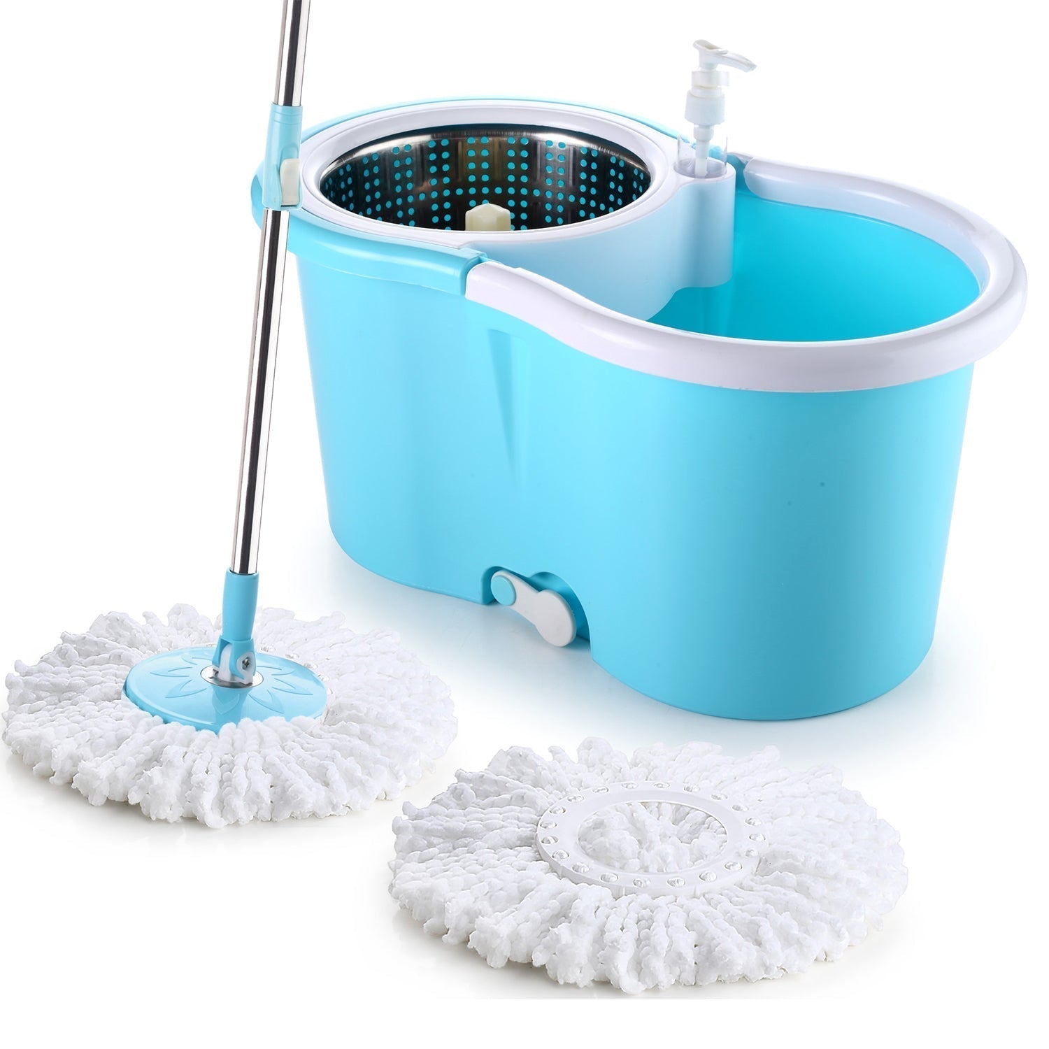 Steel Spinner Bucket Mop 360 Degree Self Spin Wringing with 2 Absorbers for Home and Office Floor Cleaning Mops Set