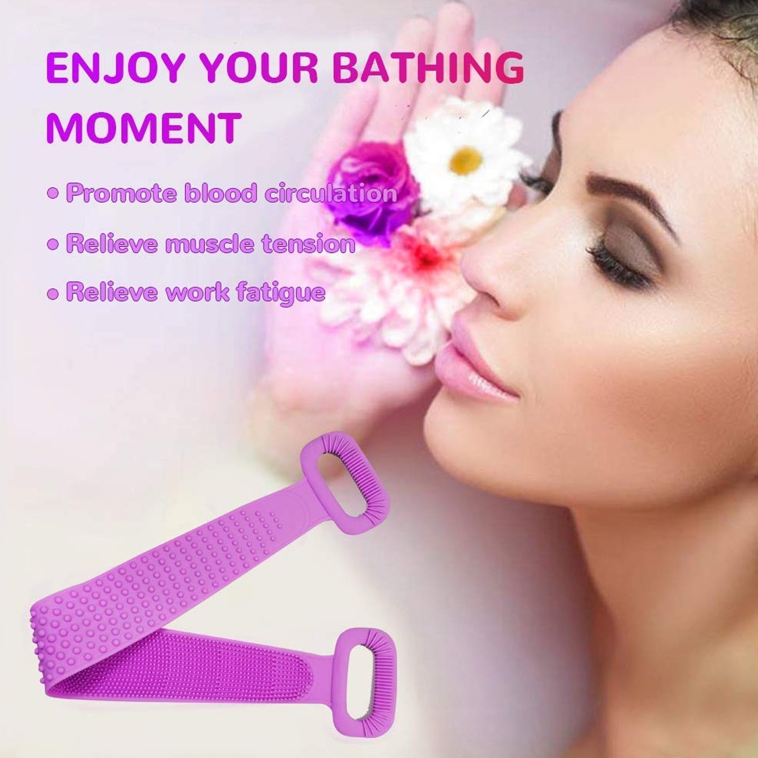 Silicone Back Scrubber Double-Sided Bath Brush for Deep Skin Cleaning