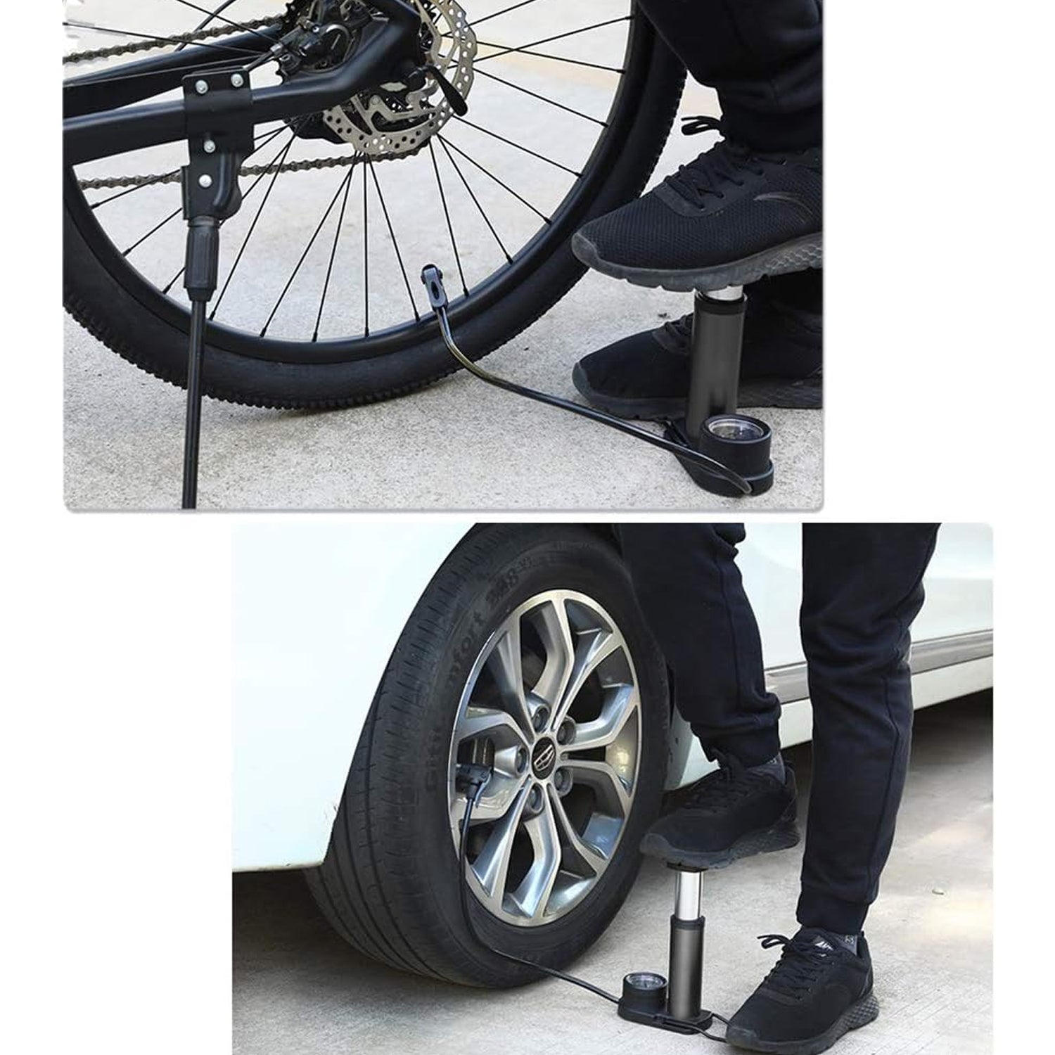 Portable High-Pressure Foot Pump with Gauge for vehicles