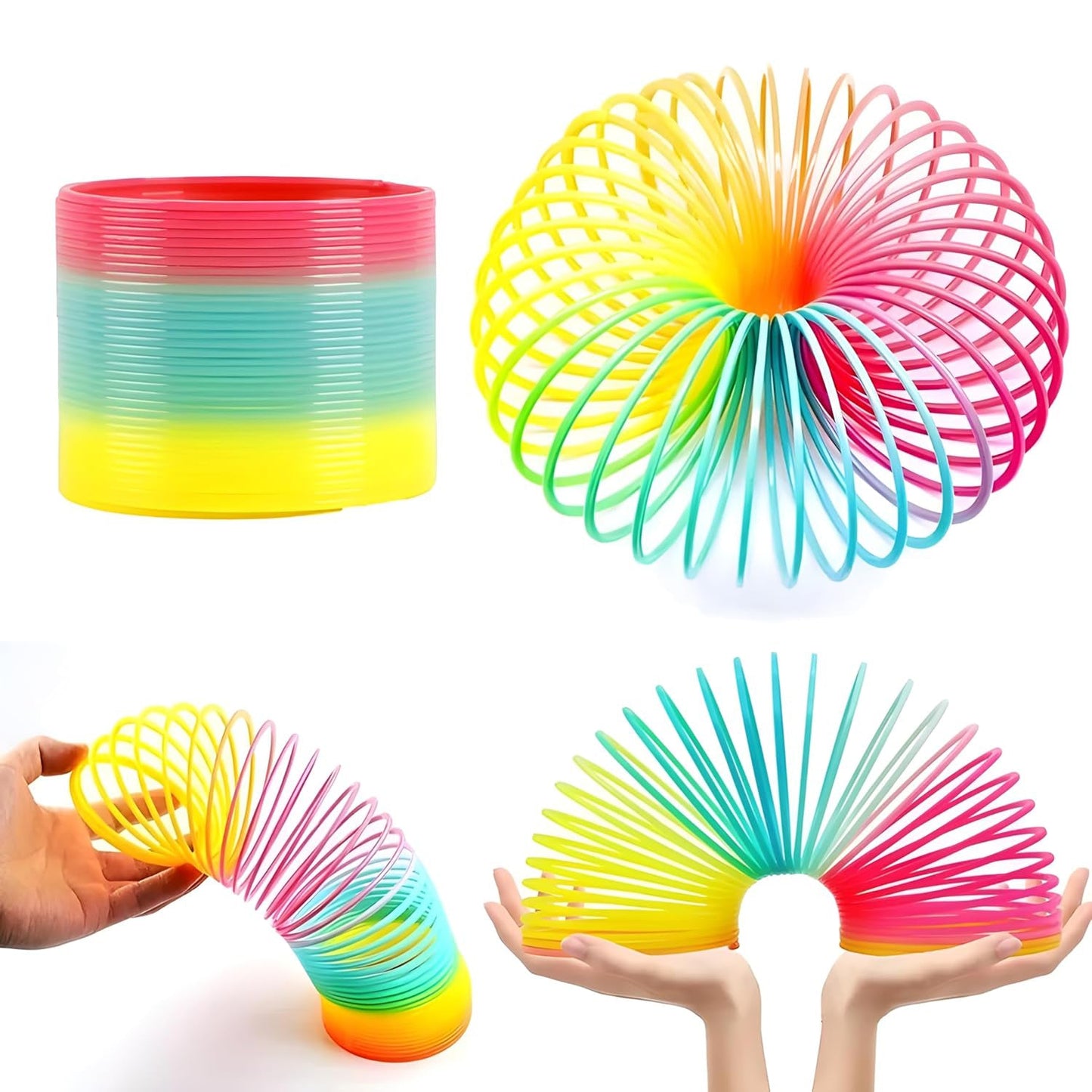 Rainbow Slinky Spring Toy – Compact, Portable Fun Toy for Kids & Adults, Great for Birthdays (1 Pc)