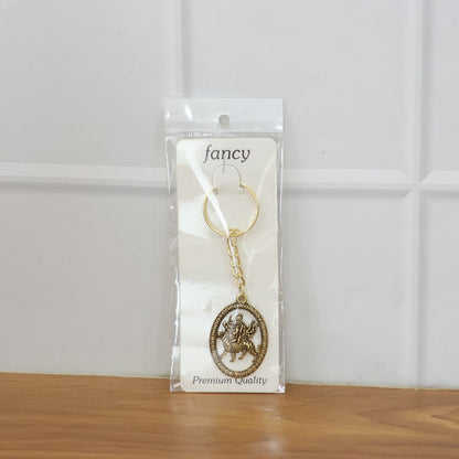Premium Golden Metal Durga Maa Keychain (1 Pc)