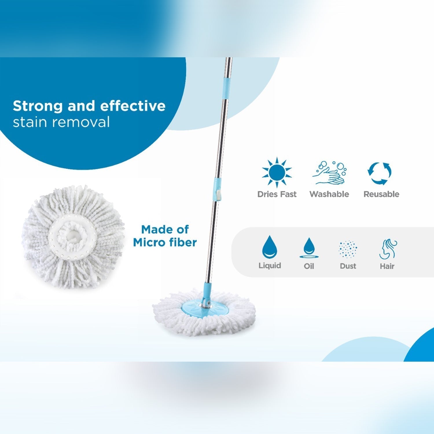 RAPID STEEL SPINNER BUCKET MOP 360 DEGREE SELF SPIN WRINGING WITH 2 ABSORBERS FOR HOME AND OFFICE FLOOR CLEANING MOPS SET