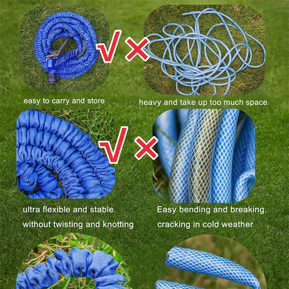 50 Ft Expandable Hose Pipe Nozzle For Garden Wash Car Bike With Spray Gun