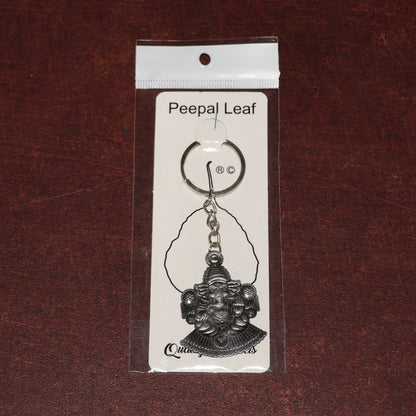 Lord Ganesha Sitting Design Silver Keychain (1 Pc)