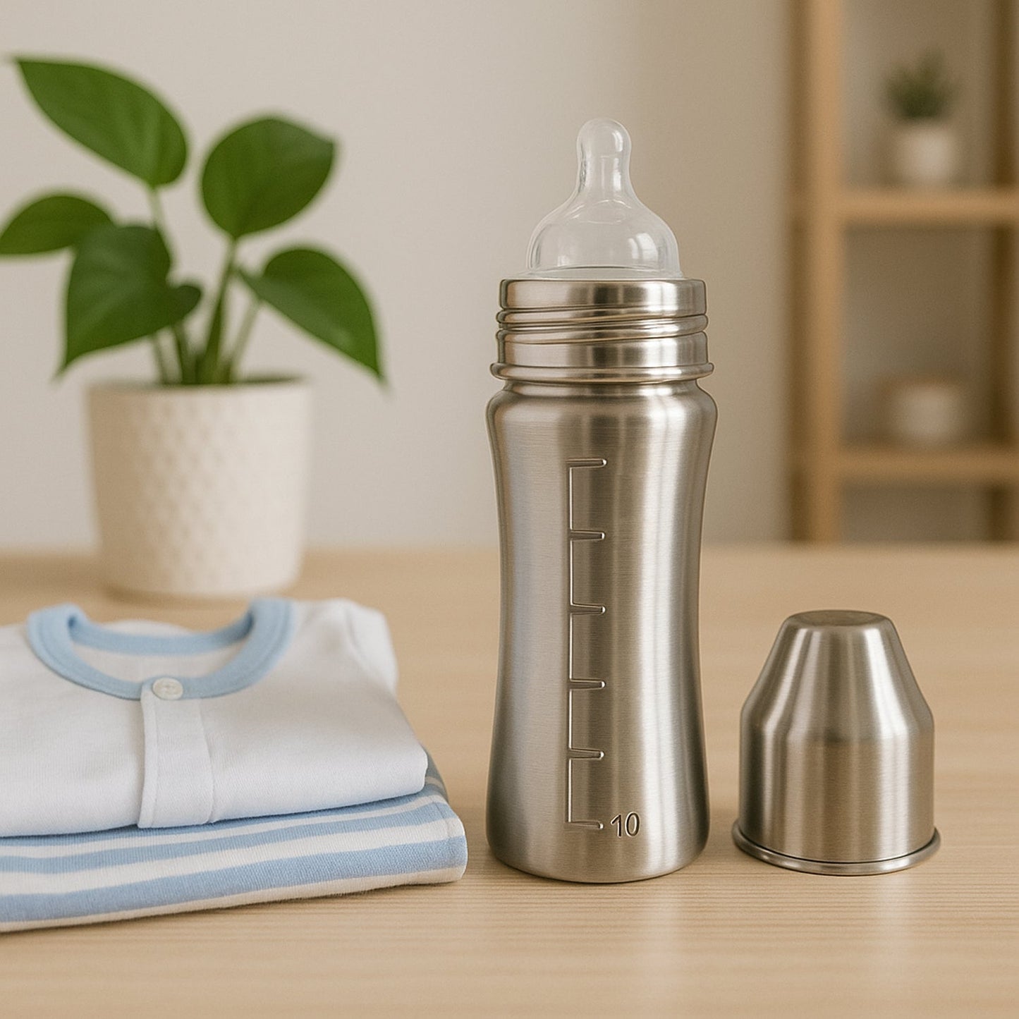 Ganesh Stainless Steel Baby Feeding Bottle, Milk Bottle for New Born / Infants / Toddler Up to 3 Years, BFA Free (250 ML Approx)
