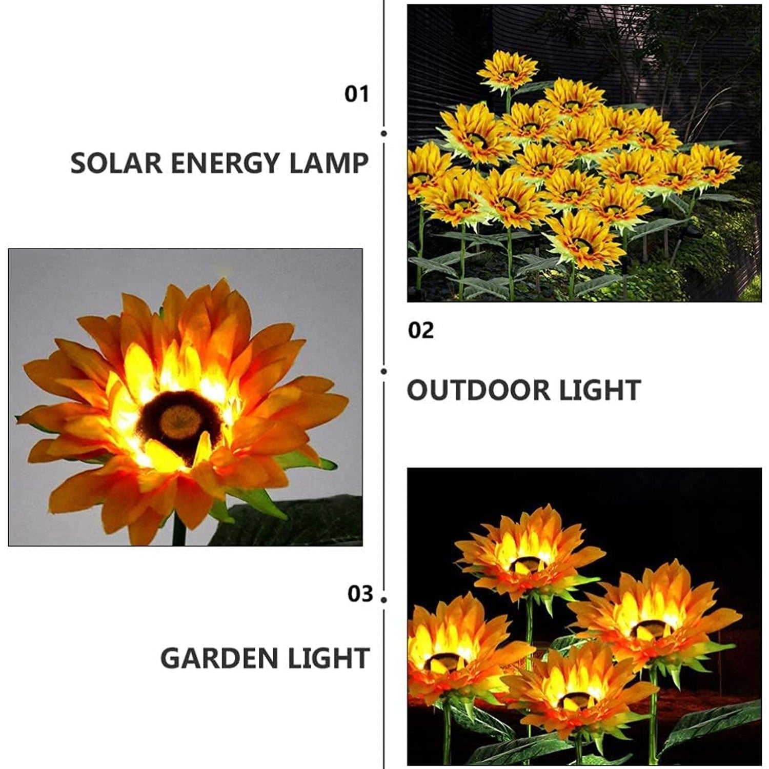 Garden Solar Sunflower Outdoor LED Light  Inserted Ground Simulation Plant (4 Pcs Set)