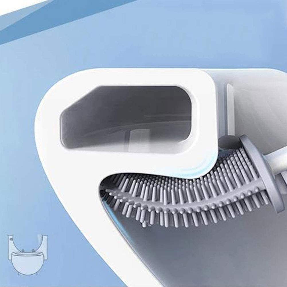 Silicone Toilet Brush with Holder Stand  for Bathroom Cleaning