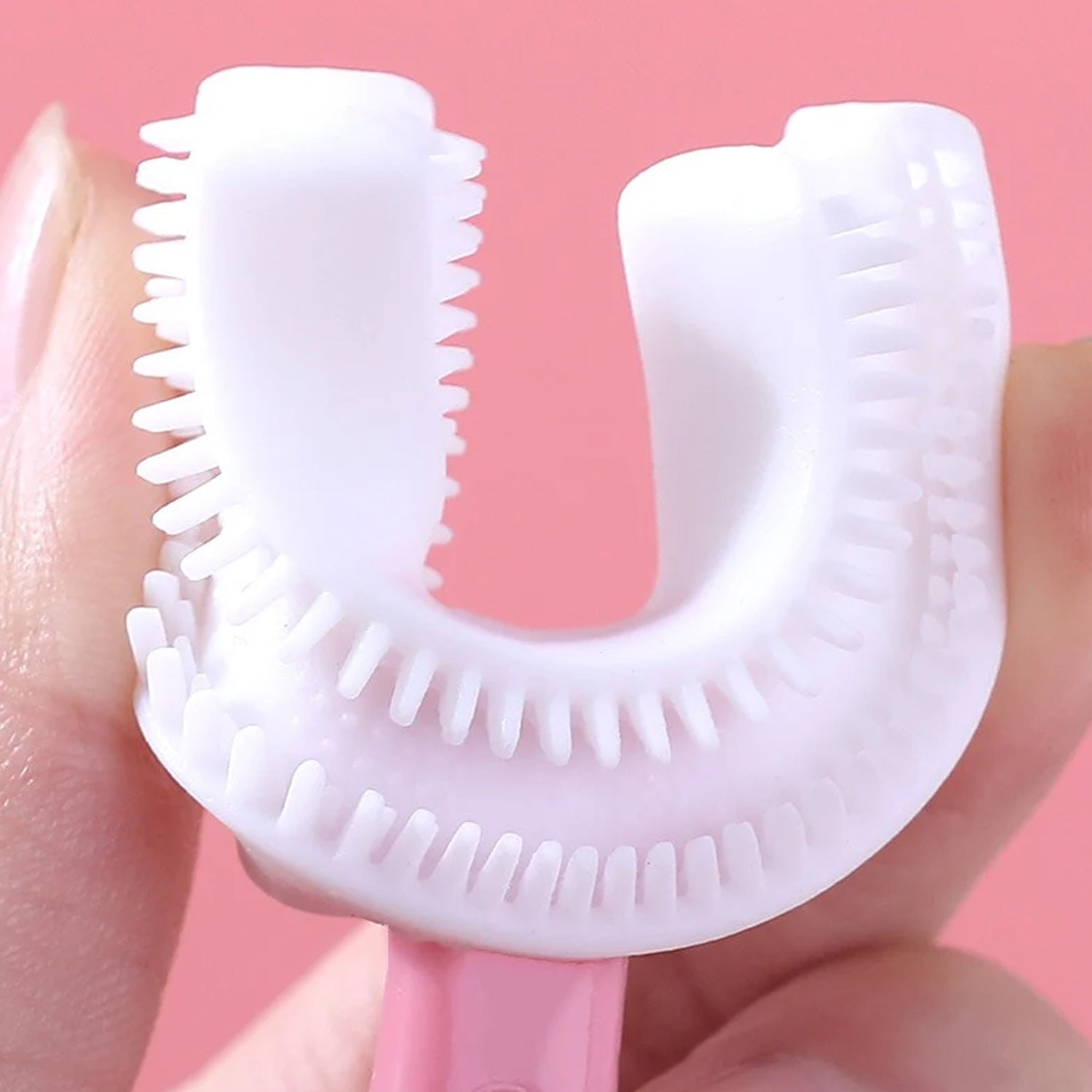 2 In1 U-Shape Silicone Manual Toothbrush & Tongue Scraper Cleaner Brush (1 Pc)