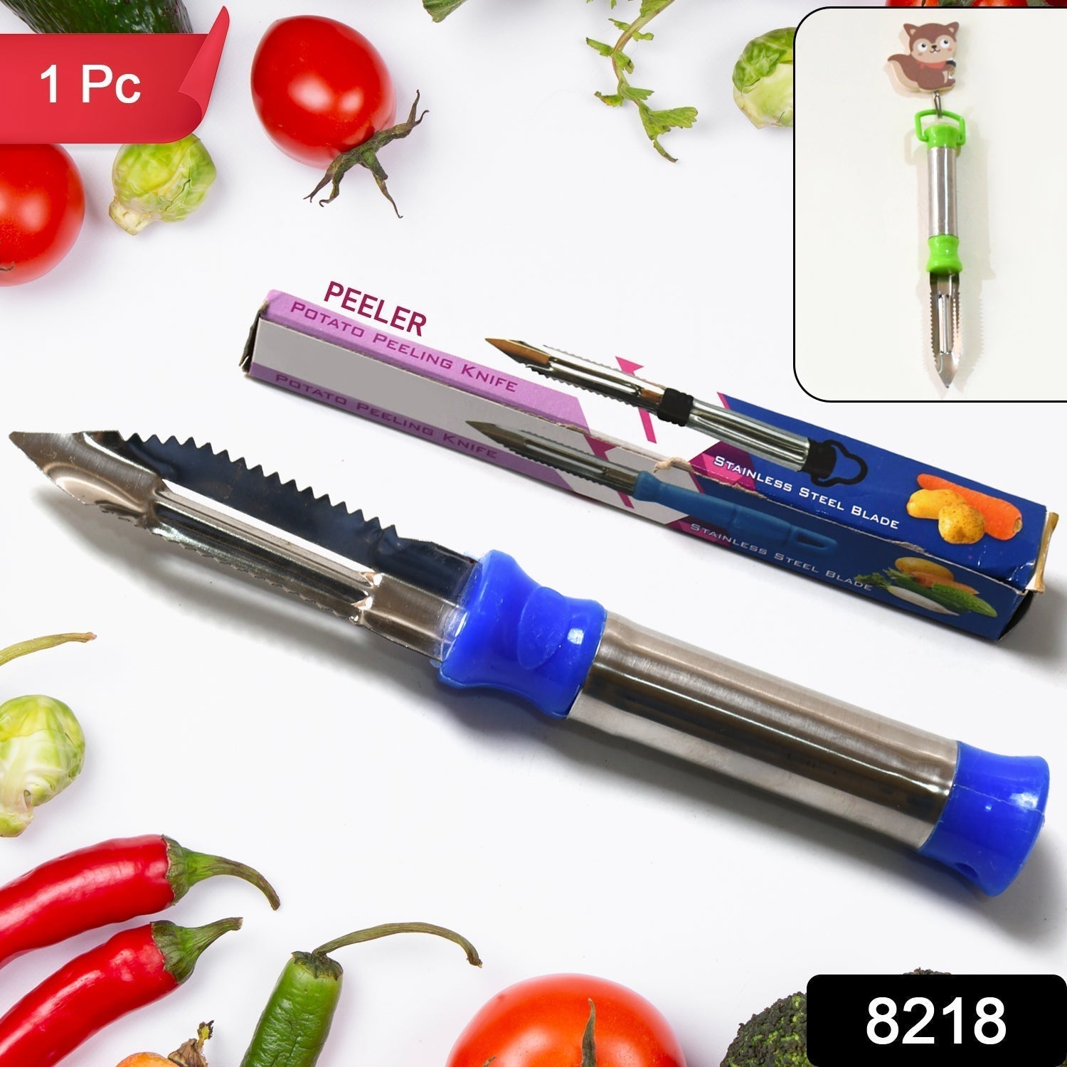 2in1 Multi-Purpose Stainless Steel Peeler With Hanging Ring For Vegeta