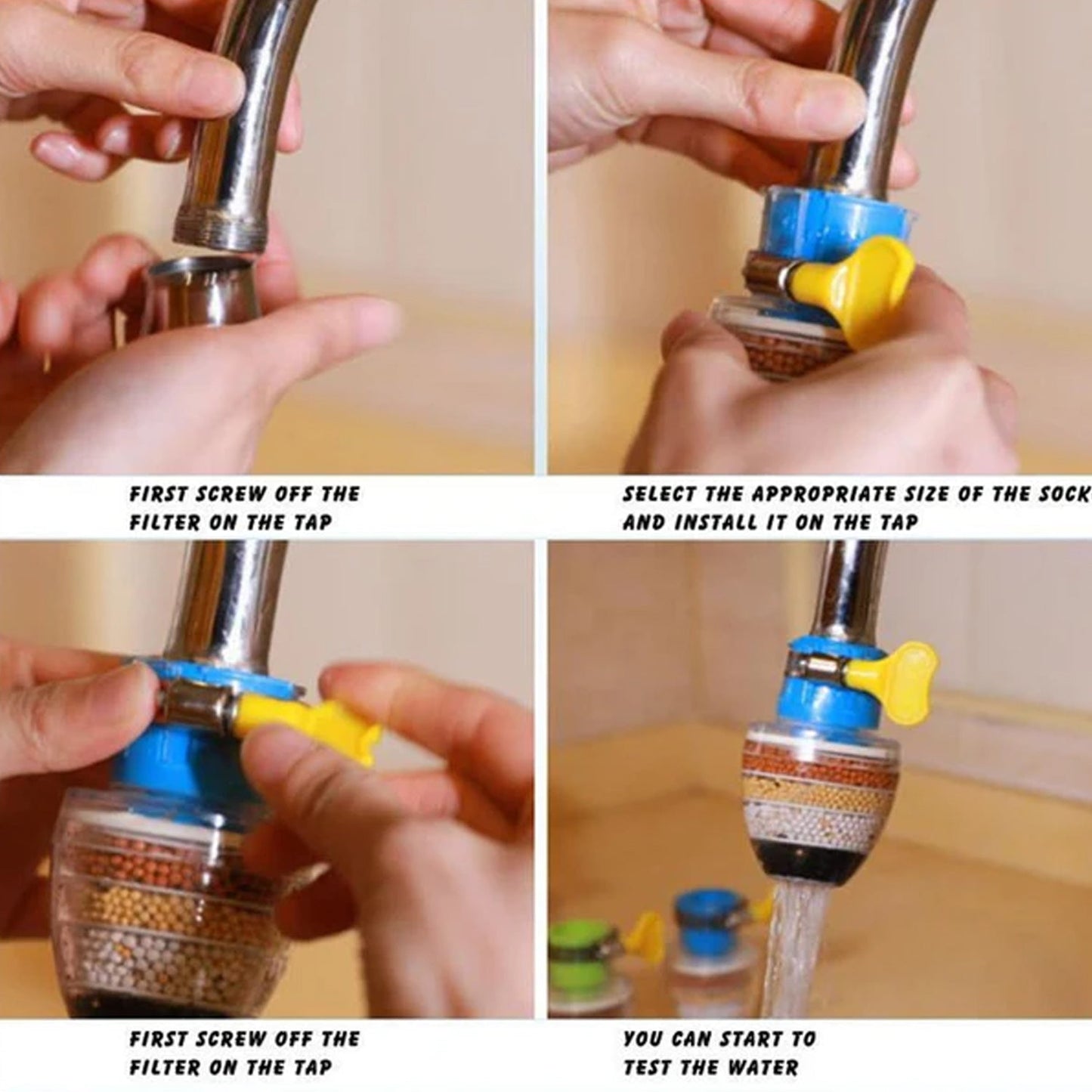 Water Faucet, Clean Purifier Filter Cartridge Water Tap, Upgrade Universal Interface Faucet Filter (Six Layer Purifier)