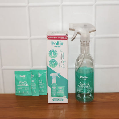 Pollic Kadam Concentrated Glass & Mirror Cleaner Refill Kit with Reusable Spray Bottle