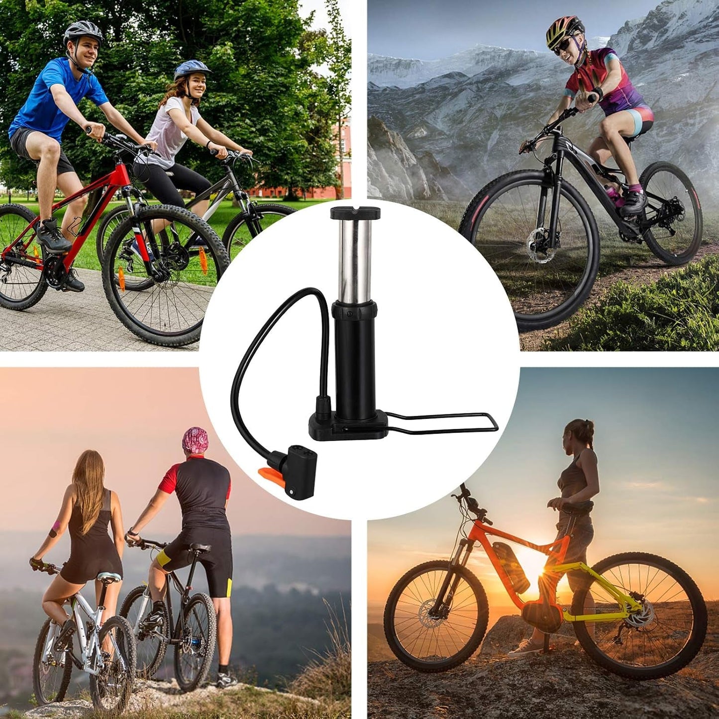 Compact Mini Foot-Operated Air Pump with Hose & Locking Valve Head