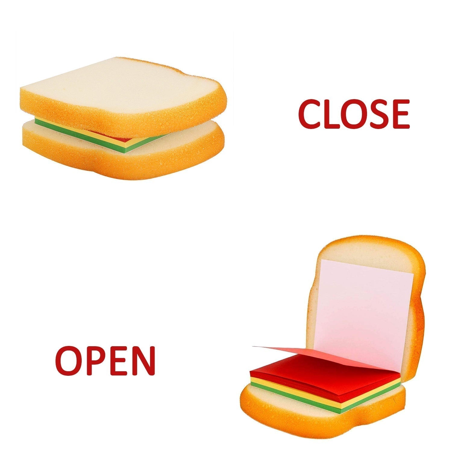 Sandwich Shaped Notepad  /  Sticky Notes  /  Memo Pads, Unique Mini Notes (Multicolor)