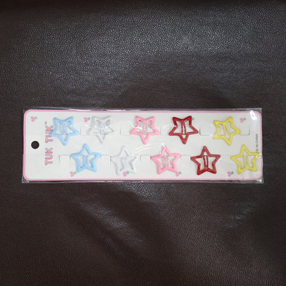 Metal Printed Star Shape Hair Clips (10 Pcs Set)