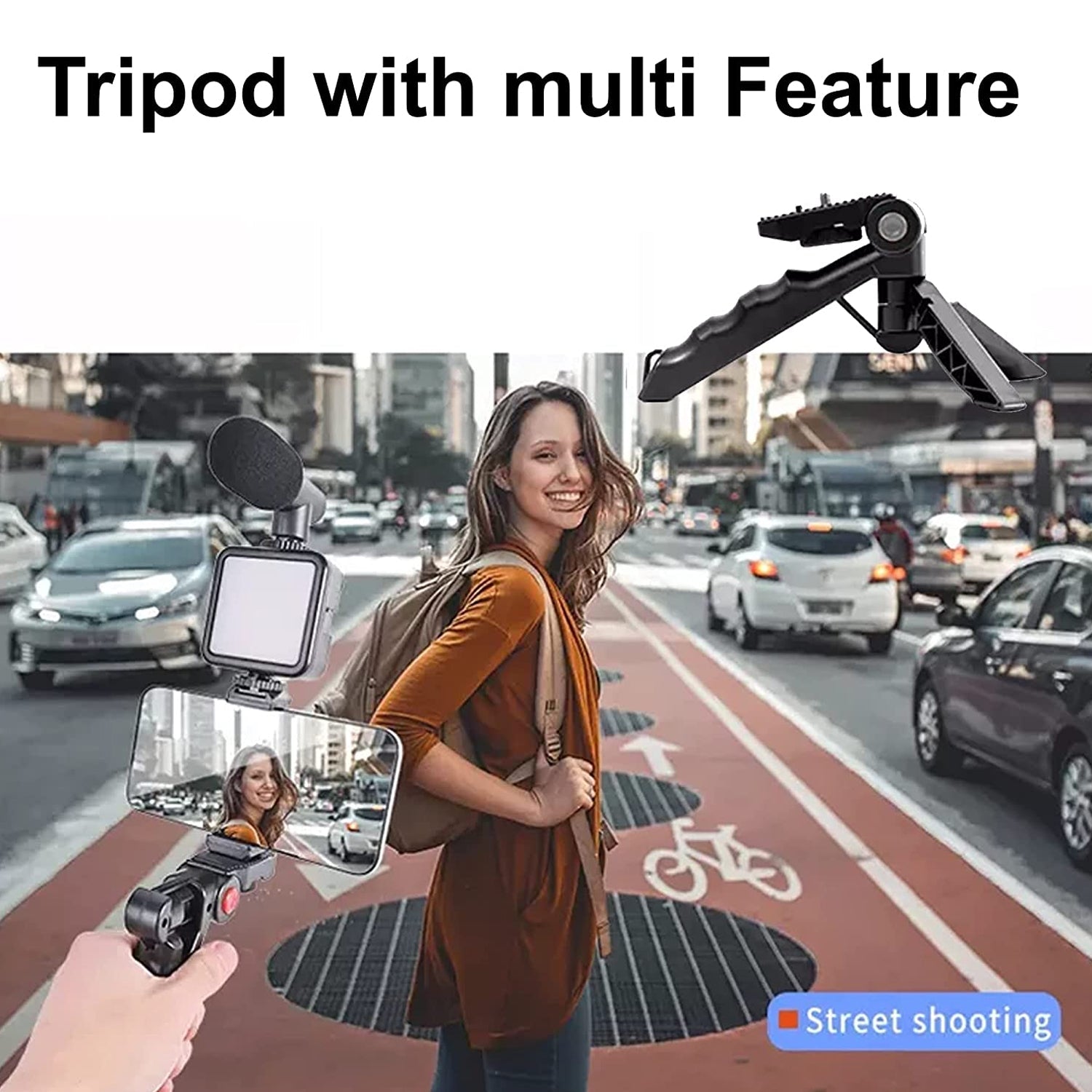 Vlogging Kit for Video Making with Mic Mini Tripod Stand, LED Light & Phone Holder Clip for Making Videos