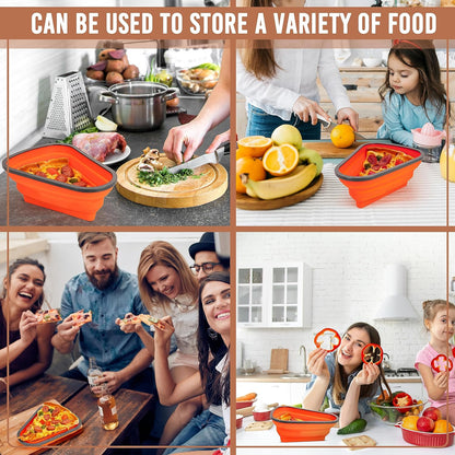 Reusable Expandable Pizza Storage Container with 5 Microwavable Trays – Adjustable for Home & Outdoor Use