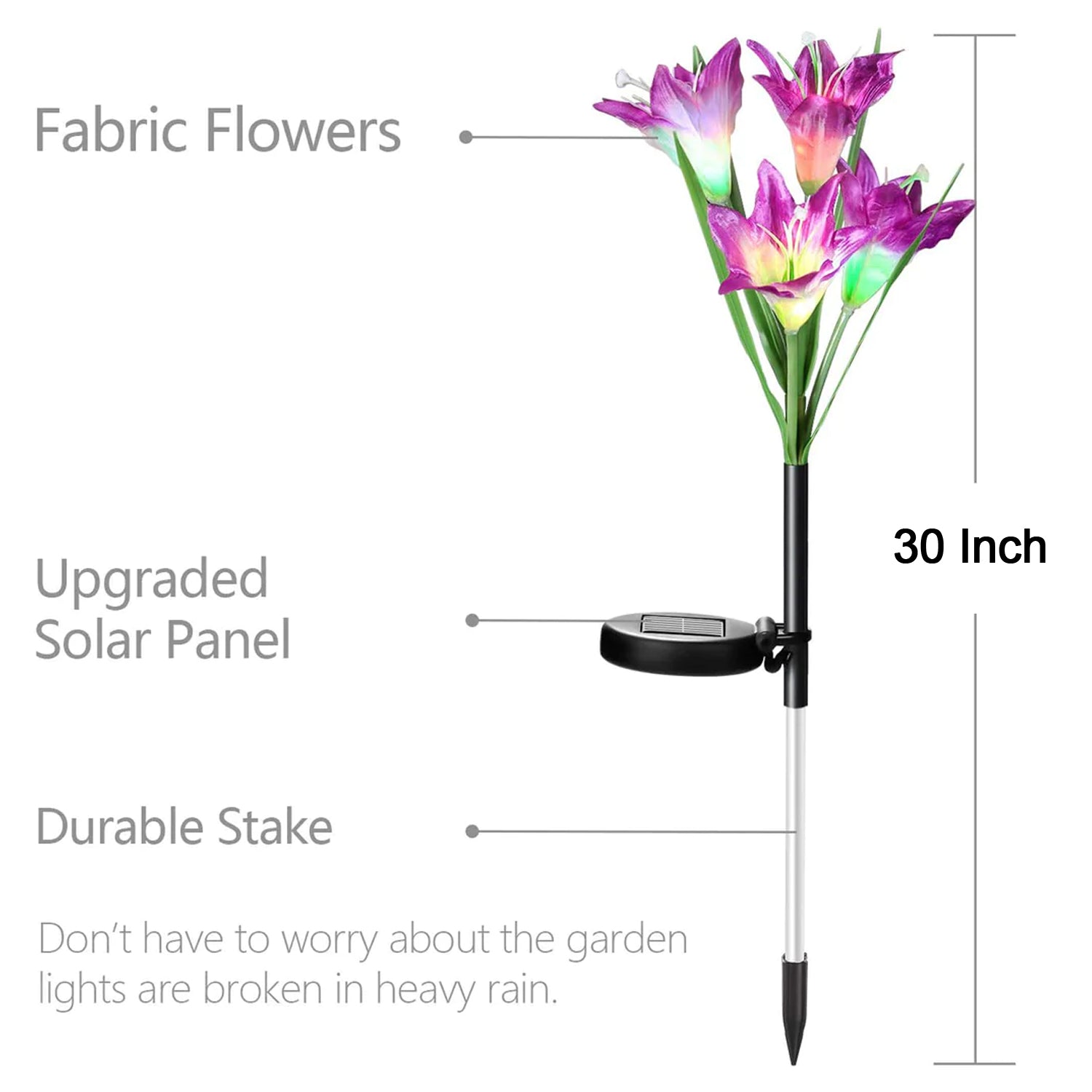 Waterproof Outdoor Solar Lily Flower Stake Lights ( Pack Of 2 pcs )