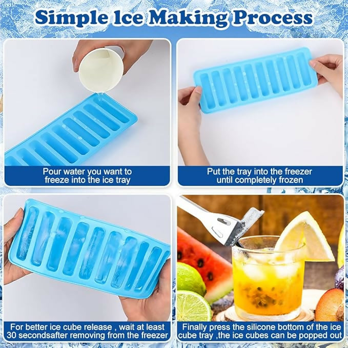 10-Cavity Silicone Granola Bar Mould for Finger Biscuits, Ice Cubes (Blue, Single piece)