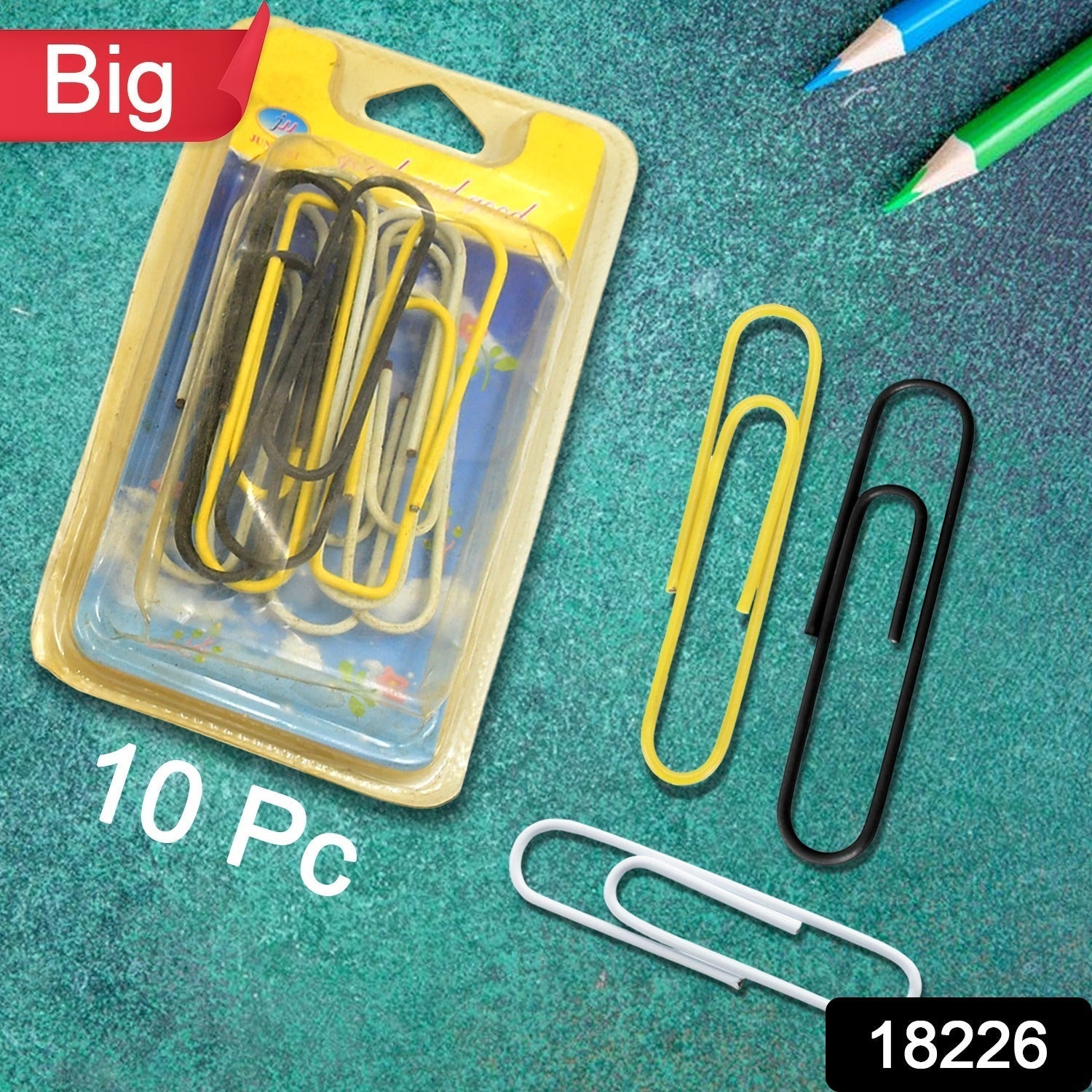 Multipurpose Assorted Color Paper Clips (10 Pcs / Big Size)