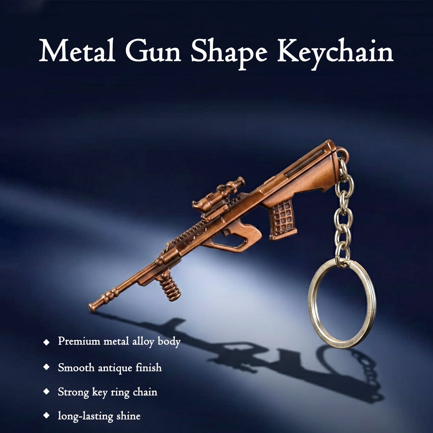 Metal Gun Shape Keychain (1 Pc)