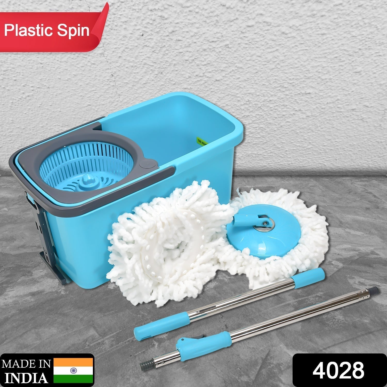 Quick Spin Mop Plastic spin, Bucket Floor Cleaning, Easy Wheels & Big Bucket, Floor Cleaning Mop with Bucket