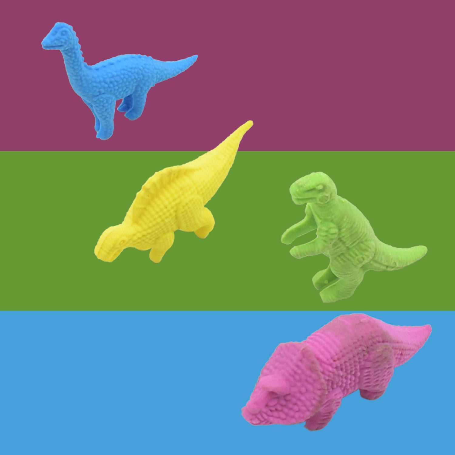 Small Dinosaur Shaped Erasers (4 Pc): Animal Erasers for Kids (School Supplies)