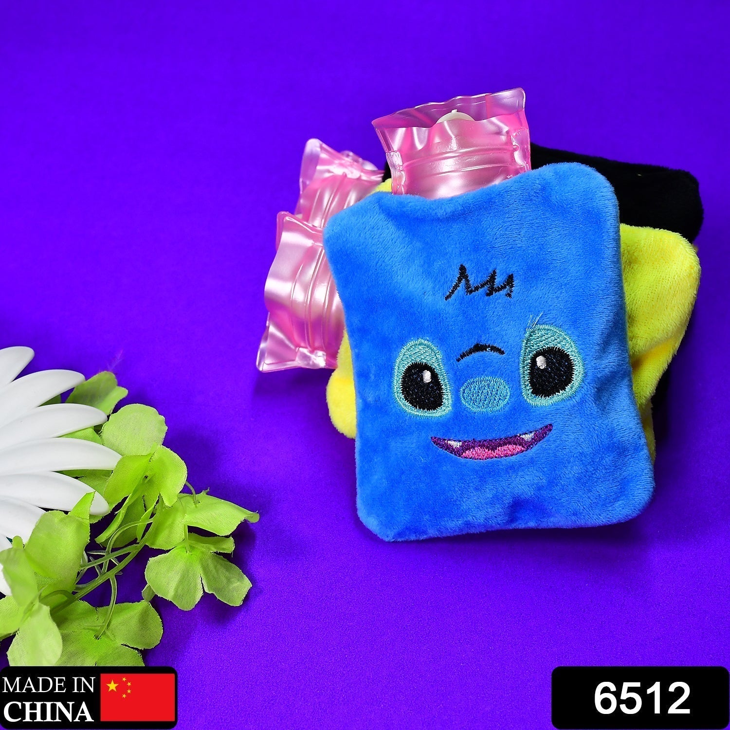 Blue Stitch small Hot Water Bag with Cover for Pain Relief, Neck, Shoulder Pain and Hand, Feet Warmer, Menstrual Cramps.