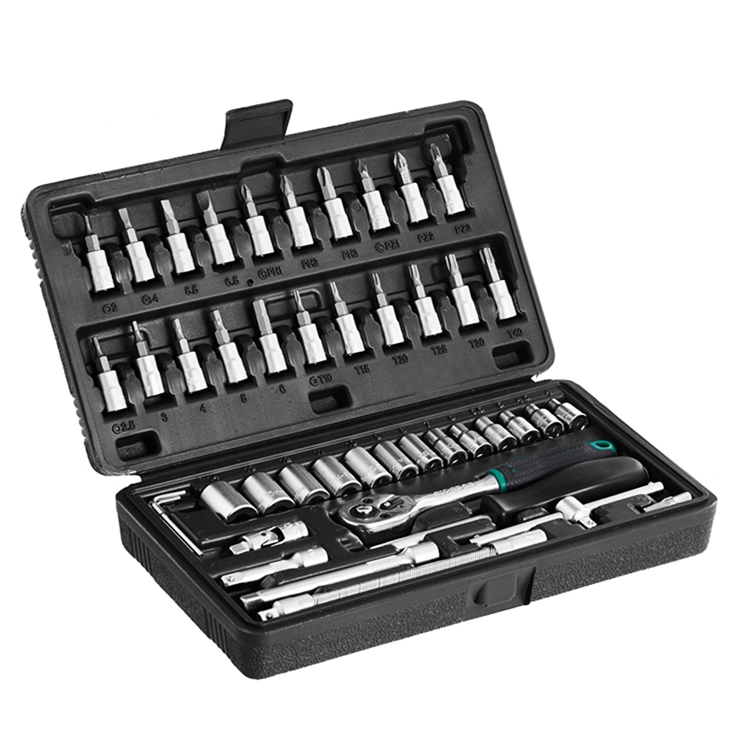 46pcs Metal 1 / 4\"\" Socket Set (Black, 46pcs)