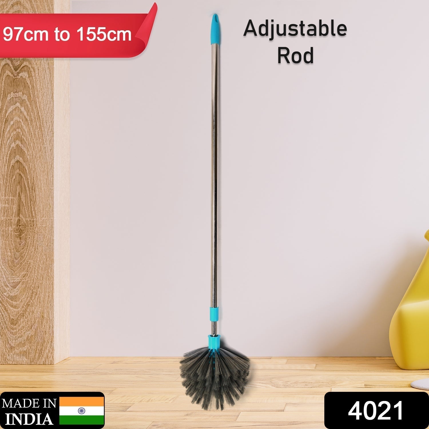 Cobweb Brush With Stainless Steel Strong Long Extendable Handle for Dusting, Ceiling Cobweb Cleaning, Brush for Lights, Fans & Webs Cleaning for Home / Kitchen