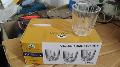 Premium Transparent Glass Tumbler Set, Tumbler (256ML / 6 Pc)