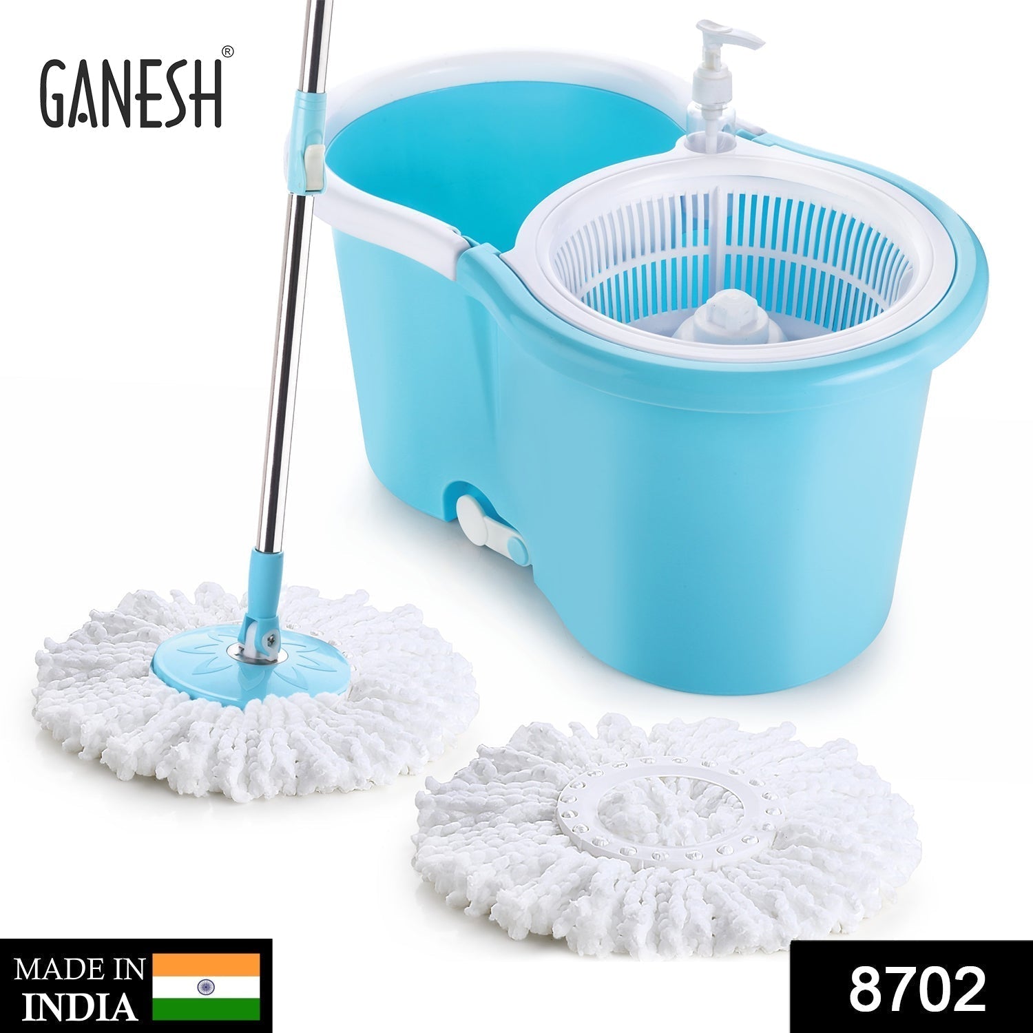 Plastic Spinner Bucket Mop 360 Degree Self Spin Wringing with 2 Absorbers for Home and Office Floor Cleaning Mops Set