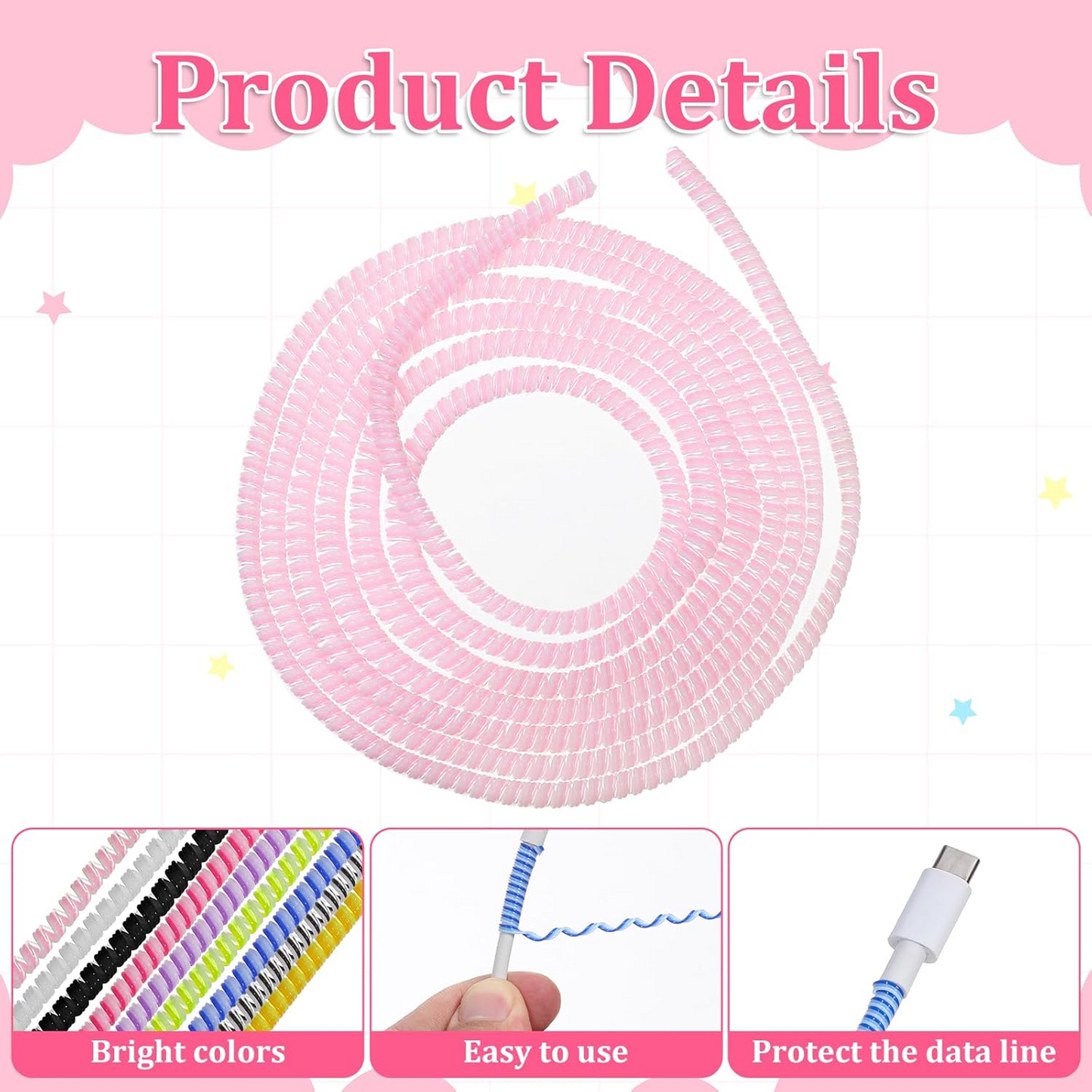 Metallic Cable Protector for Cords & Headphones (Spiral Wrap)