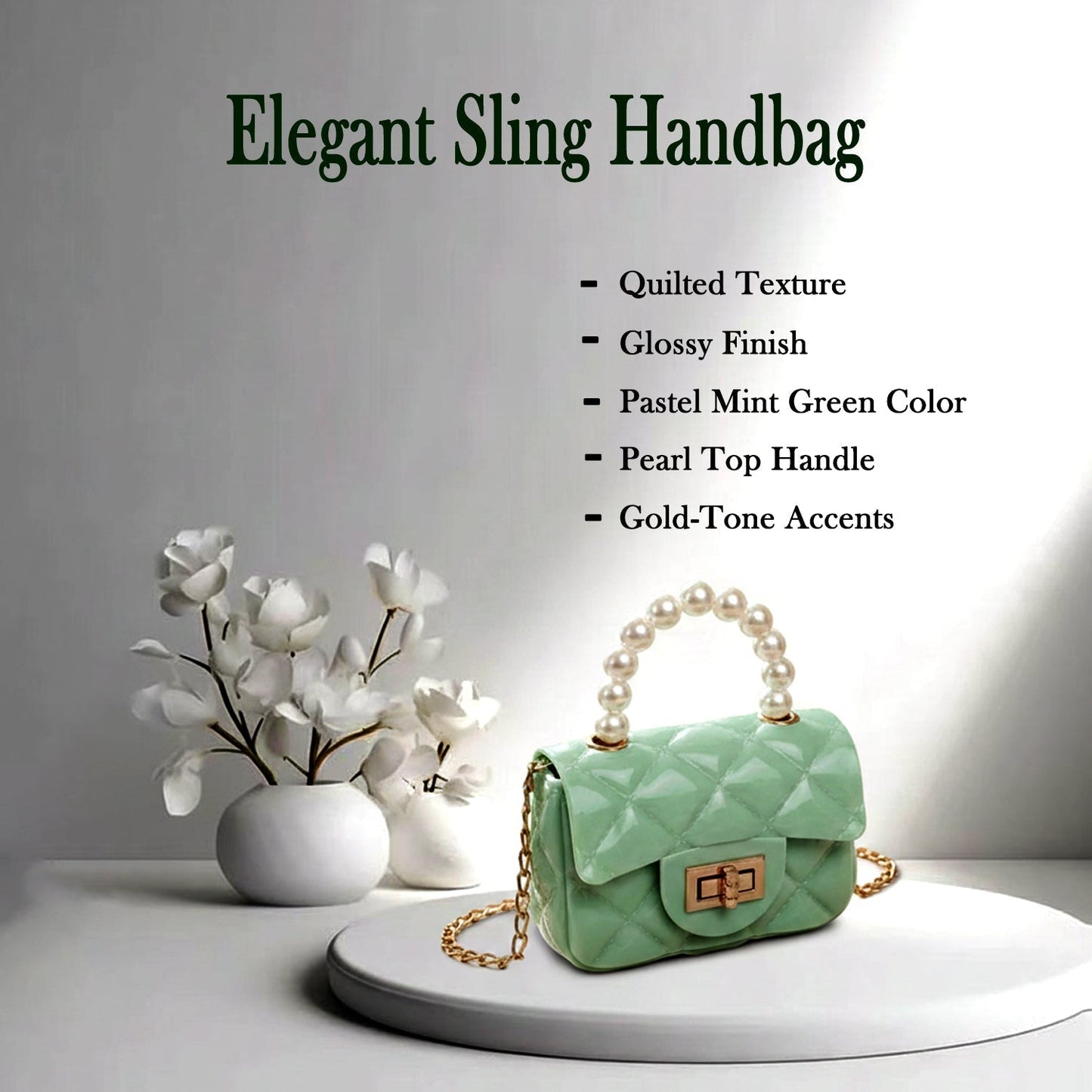 Elegant Quilted Mini Handheld & Sling Fashion Handbag (1 PC)