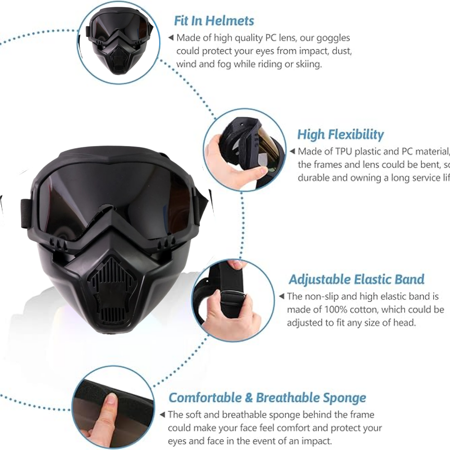 Motorcycle Goggles Off-Road Helmet Goggles Windproof Glasses Goggles Mask (1 Pc)