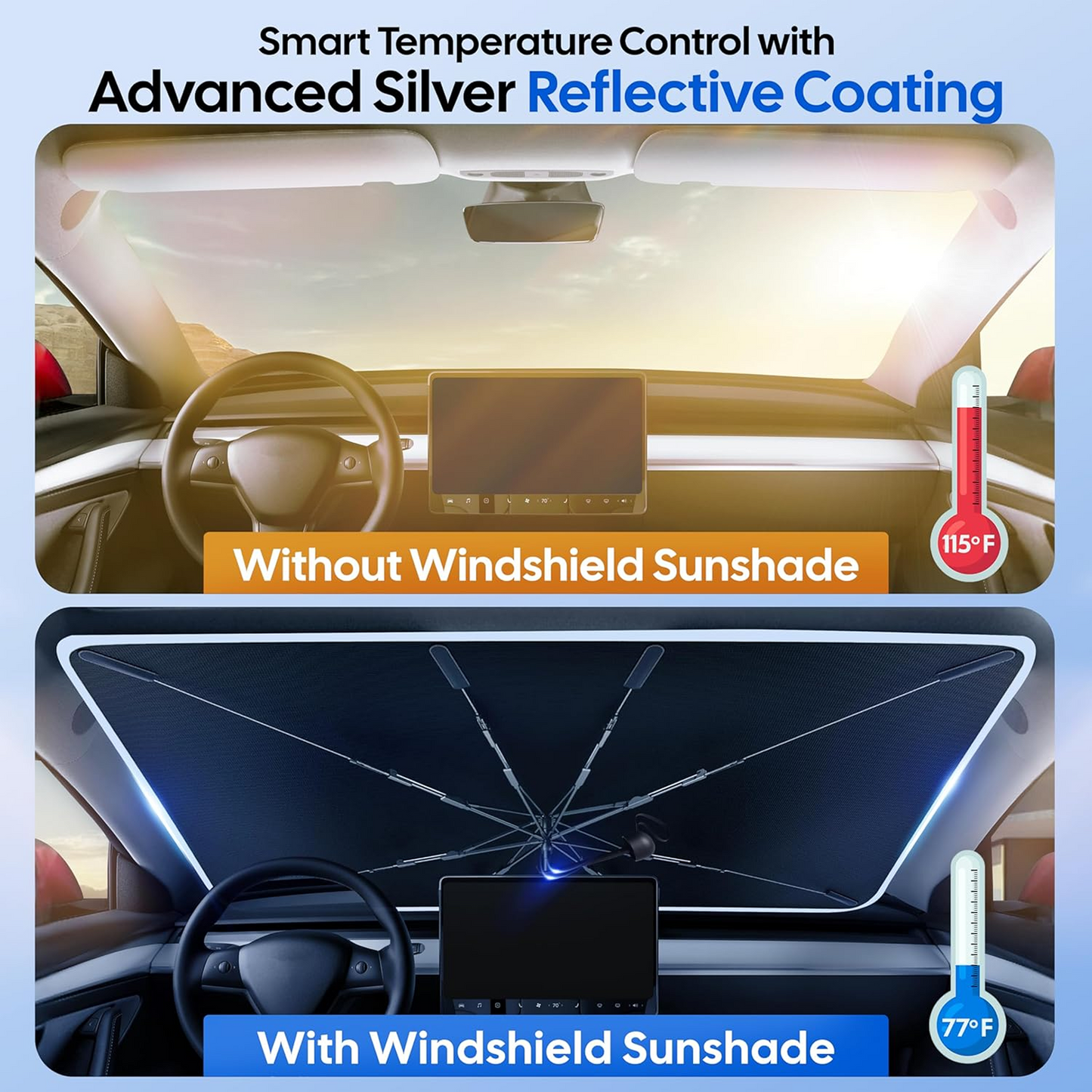Foldable Car Windshield Sunshade for Heat Protection