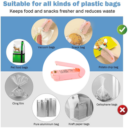 Mini Plastic Bag Sealer – Portable Heat Sealing Machine, Battery Operated (1 Pc / Mix Design)