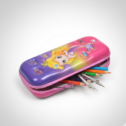 3D Cartoon Zipper Compass Box, Pencil Box (1 Pc / Mix Design)