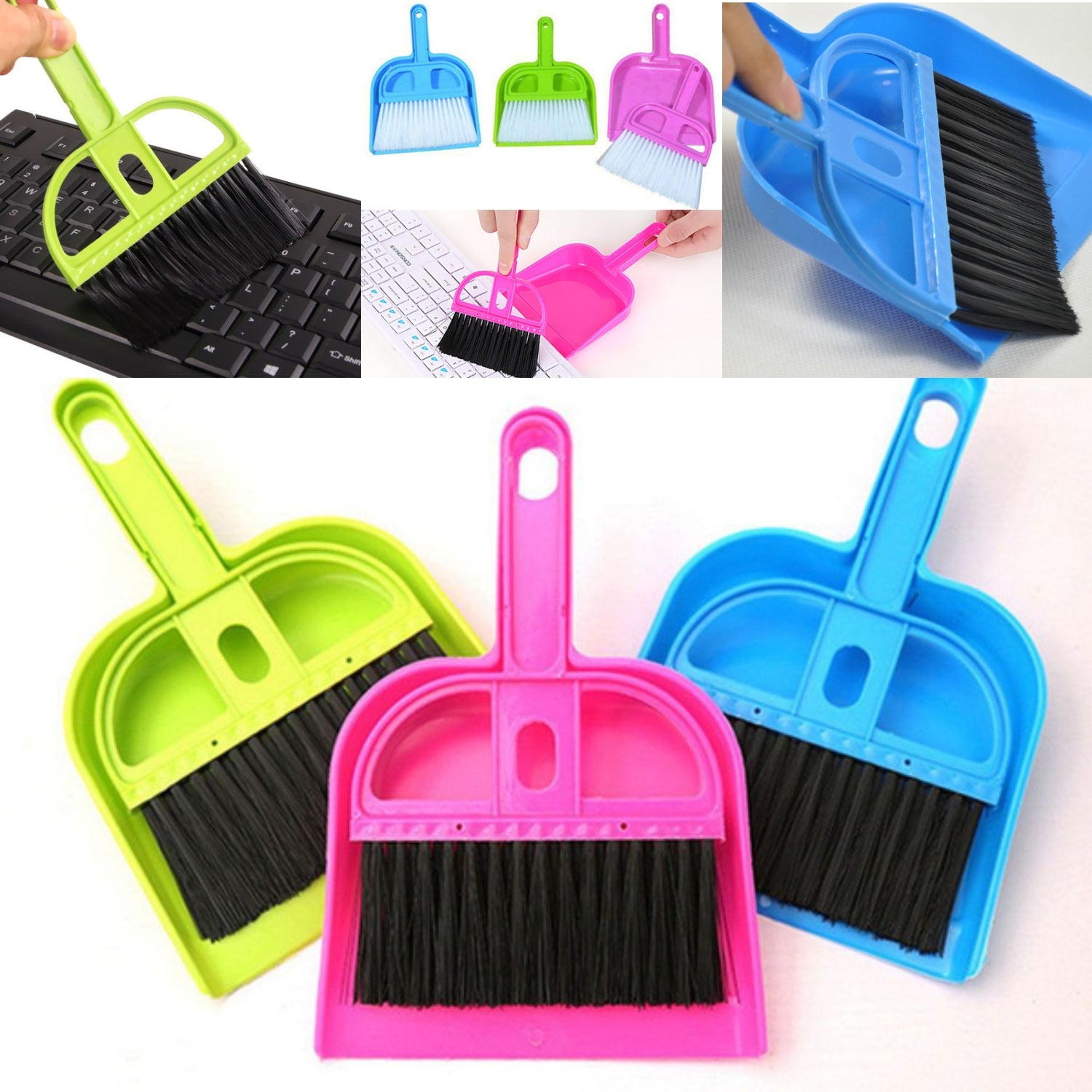 Mini Dustpan with Brush Broom Set for Multipurpose Cleaning - 2 pcs