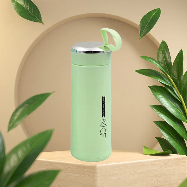 Water bottle 400ml leak proof, glass water bottle with daily water intake for gym and children, Nice Bottle (1 pc / Light Green Color)