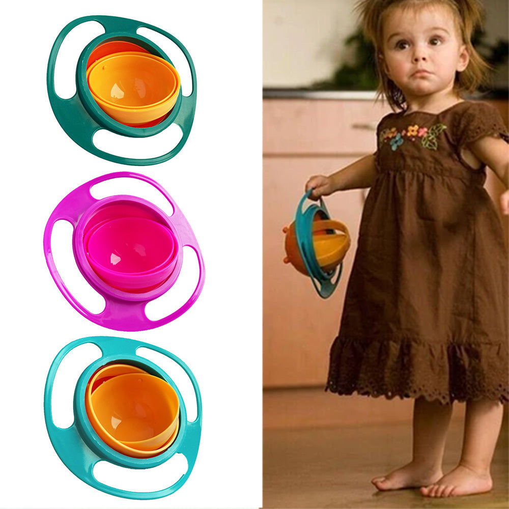 Portable Non Spill Feeding Toddler Gyro Bowl 360 Degree Rotating Dish