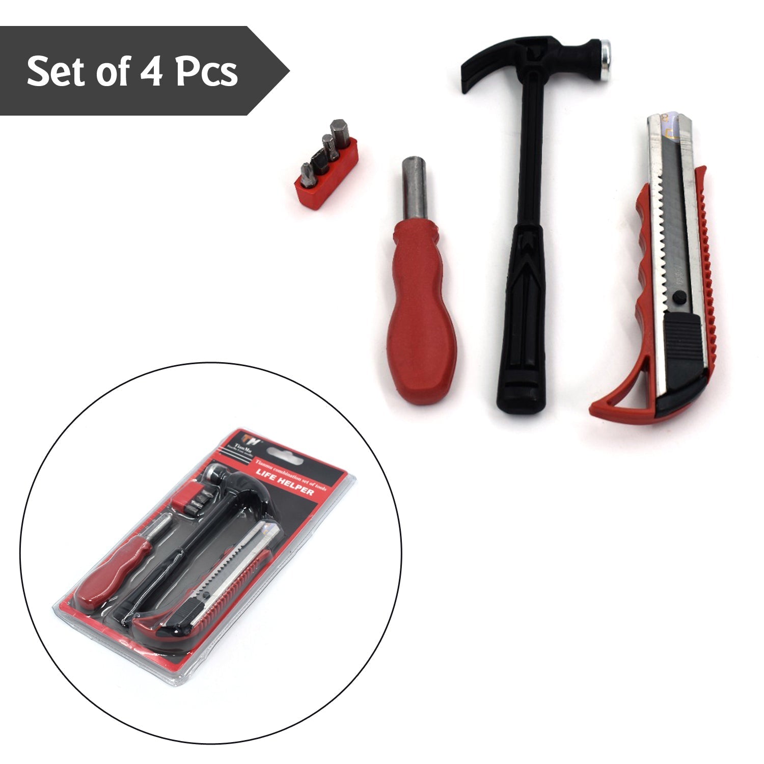 4PCS HELPER TOOL SET USED WHILE DOING PLUMBING AND ELECTRICIAN REPAIRMENT IN ALL KINDS OF PLACES LIKE HOUSEHOLD AND OFFICIAL DEPARTMENTS ETC.