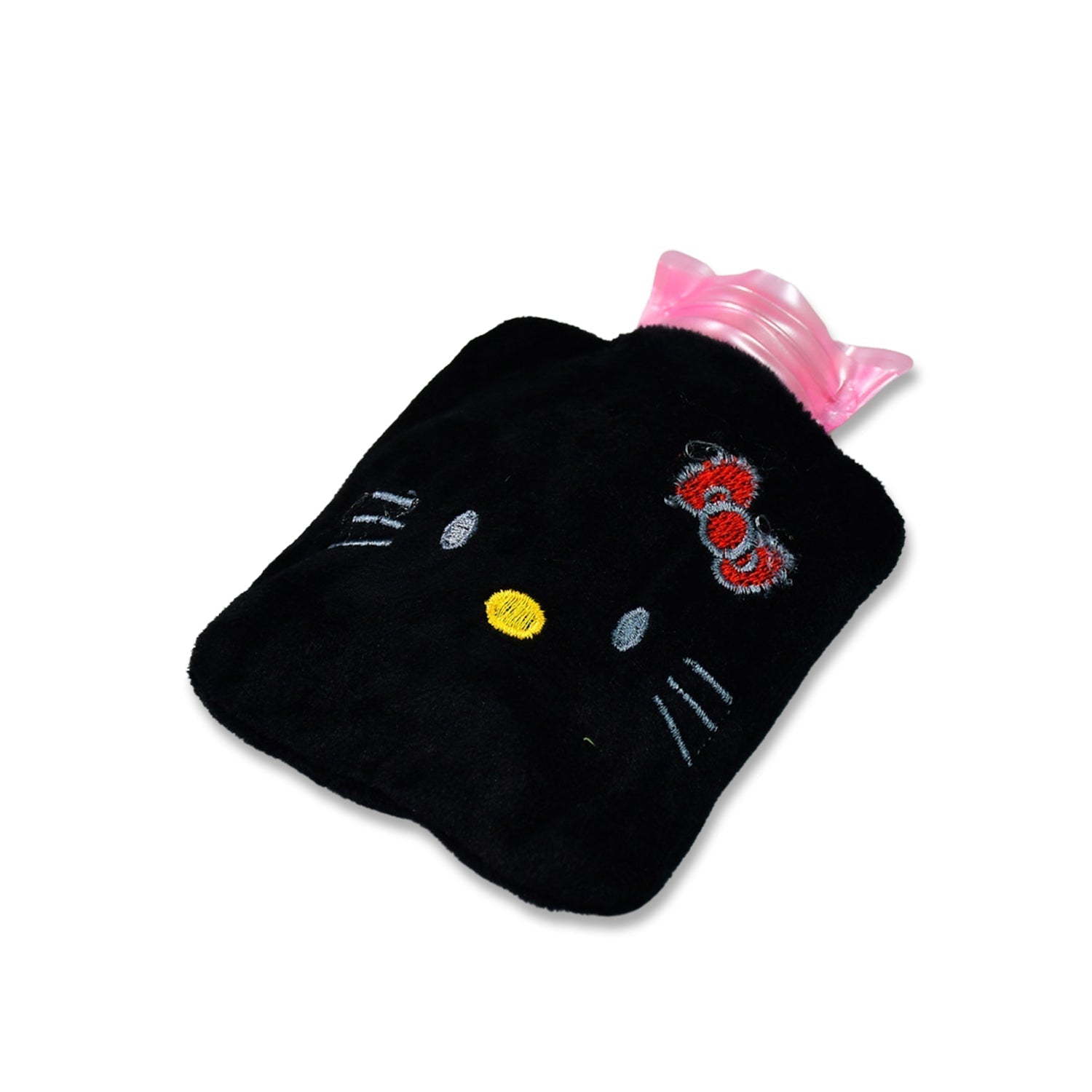 Black Hello Kitty small Hot Water Bag with Cover for Pain Relief, Neck, Shoulder Pain and Hand, Feet Warmer, Menstrual Cramps.