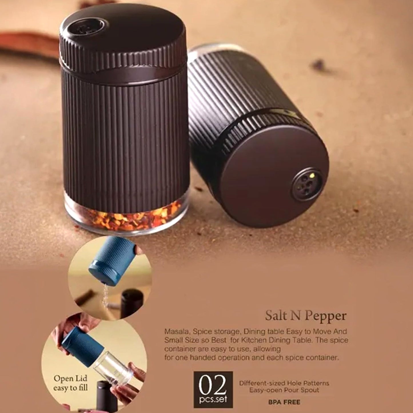Supermom Linoo Salt & Pepper Dispenser Set (2 Pc)